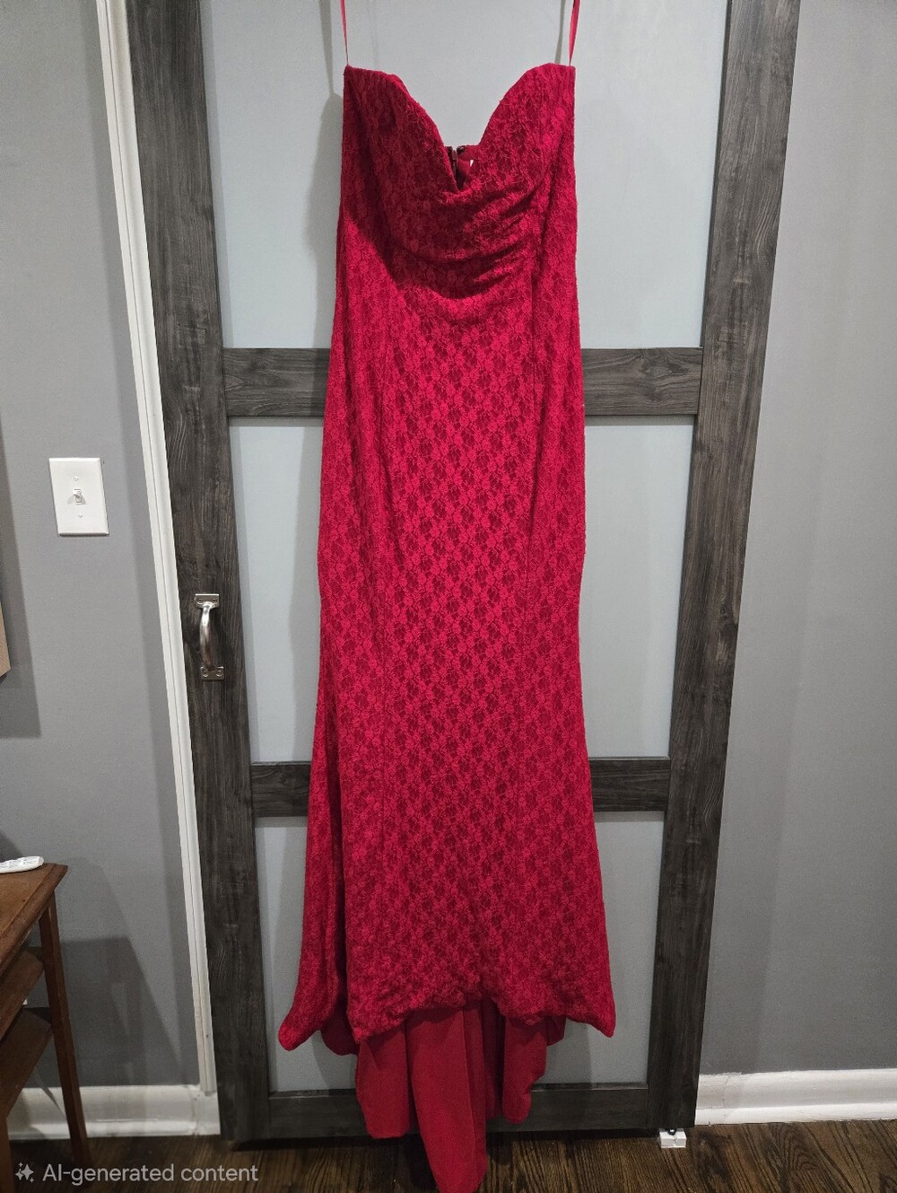 PORTIA & SCARLETT red lace strapless Mermaid maxi gown Size 16